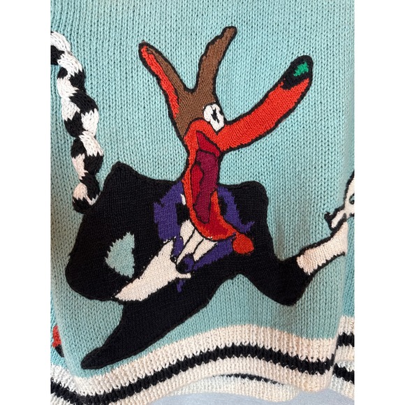 Marshall Max Hand Knitted Novelty Art Sweater Cartoon Dog Colorful Medium - Picture 4 of 8